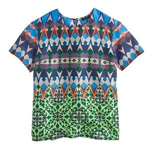 J. Crew Gemstone floral silk T-shirt